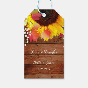 Rustikale Hochzeit im Herbst Sonnenblumen Geschenk Geschenkanhänger