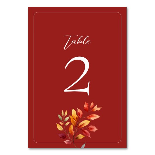 Rustikale Hochzeit im Herbst Tischnummer (Rückseite)