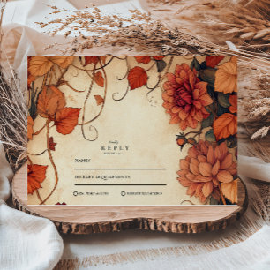 Rustikale Hochzeit im Herbst Vintager Blumenentwur RSVP Karte