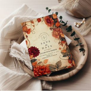 Rustikale Hochzeit im Herbst Vintager Blumenentwur Save The Date