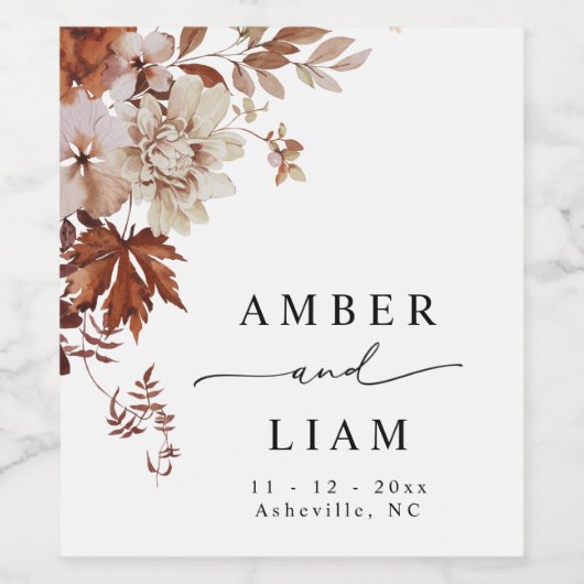 Rustikale Hochzeit im Herbst Weinkultur und Erde Weinetikett (Einzelnes Label)