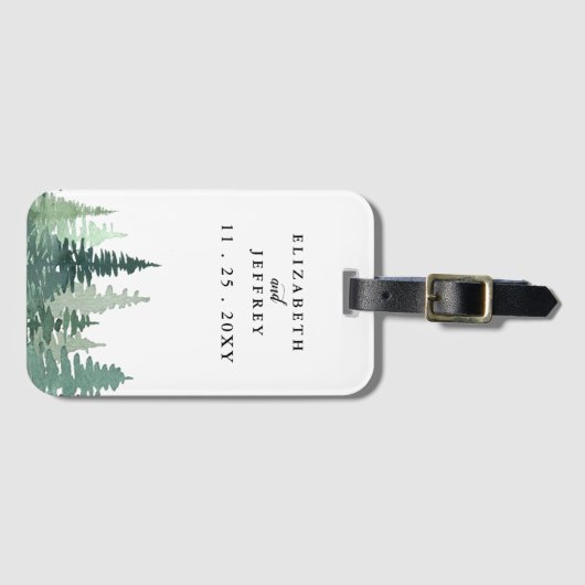 Rustikale Hochzeit im Pinienwald Gepäckanhänger (Vorderseite (Horizontal))