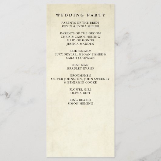 Rustikale Hochzeit im Pinienwald Programm (Rückseite)