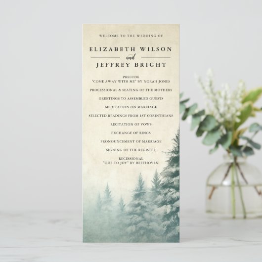 Rustikale Hochzeit im Pinienwald Programm (Stehend Vorderseite)