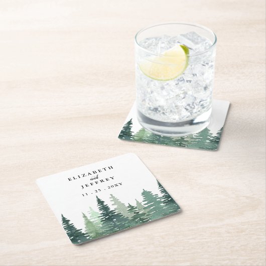 Rustikale Hochzeit im Pinienwald Rechteckiger Pappuntersetzer (Vor Ort)