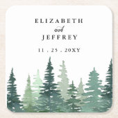 Rustikale Hochzeit im Pinienwald Rechteckiger Pappuntersetzer (Vorderseite)