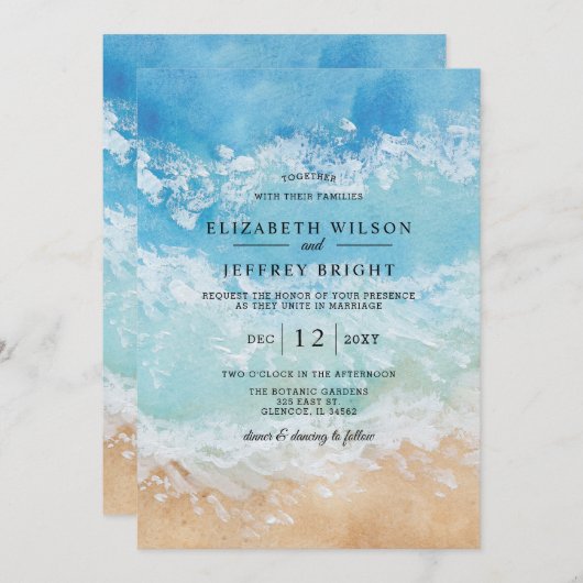 Rustikale Hochzeit im Sommer am Meer Einladung (Vorne/Hinten)