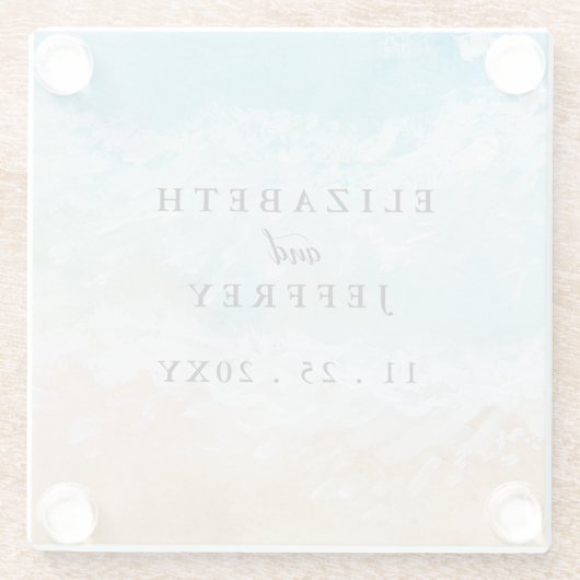 Rustikale Hochzeit im Sommer am Meer Glasuntersetzer (Rückseite)