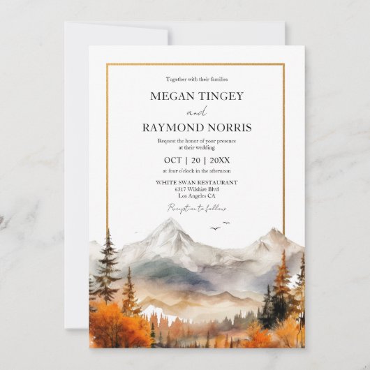 Rustikale Hochzeit im Wasserfall Einladung (Vorderseite)