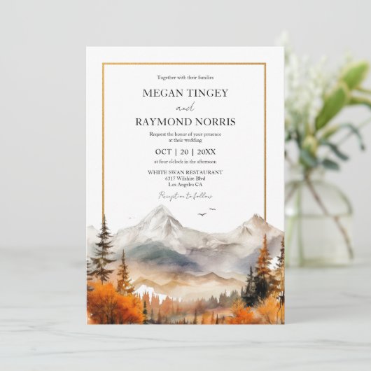 Rustikale Hochzeit im Wasserfall Einladung (Stehend Vorderseite)