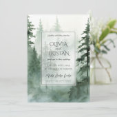 Rustikale Hochzeit im Wasserfarbenwald Einladung (Stehend Vorderseite)