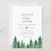 Rustikale Hochzeit im Wasserfarbenwald Einladung (Vorderseite)