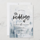 Rustikale Hochzeit im Wasserfarbenwald Einladung (Vorderseite)