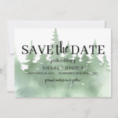 Rustikale Hochzeit im Wasserfarbenwald rettet das  Save The Date (Vorderseite)