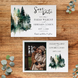 Rustikale Hochzeit im Wasserfarbenwald rettet das  Save The Date