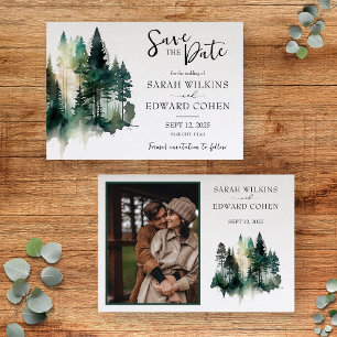 Rustikale Hochzeit im Wasserfarbenwald rettet das Save The Date