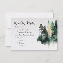 Rustikale Hochzeit im Wasserfarbenwald RSVP Karte