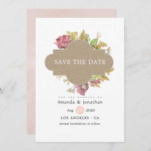 Rustikale Hochzeit im Wasserfarbenwald Save The Date (Vorne/Hinten)