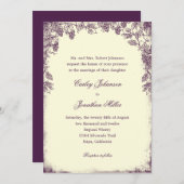 Rustikale Hochzeit im Weingarten - Lila Einladung (Vorne/Hinten)