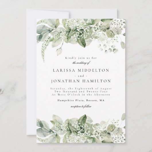 Rustikale Hochzeit im Weißen Blumenwald Einladung (Vorderseite)