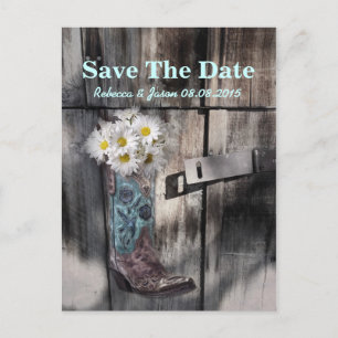 rustikale Hochzeit im Western Save the Date Ankündigungspostkarte