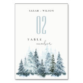 Rustikale Hochzeit im Winterwald Pine Tischnummer (Rückseite)