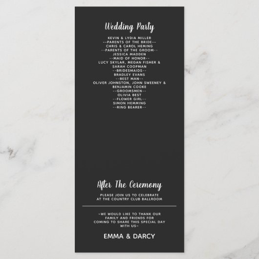 Rustikale Hochzeit in Aquarell Rosa Programm (Rückseite)