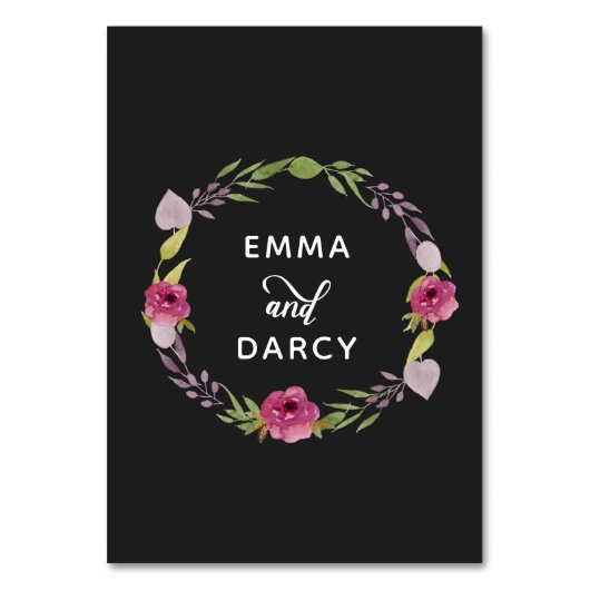 Rustikale Hochzeit in Aquarell Rosa Tischnummer (Rückseite)