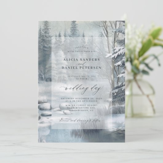 Rustikale Hochzeit in Bergblau Einladung (Stehend Vorderseite)
