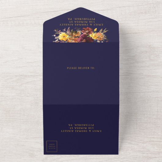 Rustikale Hochzeit in Burgund All In One Einladung (Außenbereich)