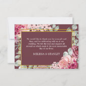 Rustikale Hochzeit in Burgund Marsala und Rosa Dankeskarte (Rückseite)