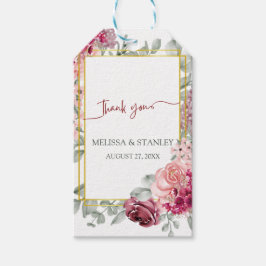 Rustikale Hochzeit in Burgund Marsala und Rosa Geschenkanhänger