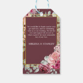 Rustikale Hochzeit in Burgund Marsala und Rosa Geschenkanhänger (Rückseite)