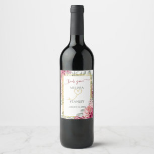 Rustikale Hochzeit in Burgund Marsala und Rosa Weinetikett