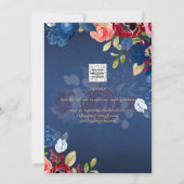 Rustikale Hochzeit in Burgund mit blauer Flora SPA Einladung (Rückseite)