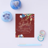 Rustikale Hochzeit in Burgund mit blauer Flora SPA Flyer (Einzeln)