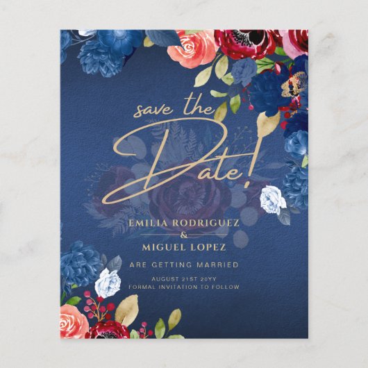 Rustikale Hochzeit in Burgund mit blauer Flora SPA Flyer (Vorne)