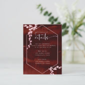 Rustikale Hochzeit in Burgund, rosa, geometrische Begleitkarte (Stehend Vorderseite)