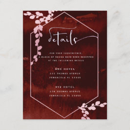 Rustikale Hochzeit in Burgund, rosa, geometrische Begleitkarte