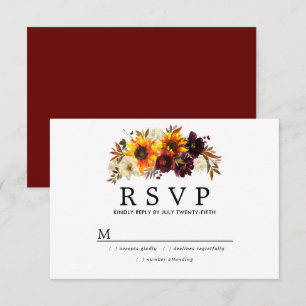 Rustikale Hochzeit in Burgund RSVP Karte