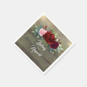 Rustikale Hochzeit in Burgund Serviette (Ecke)