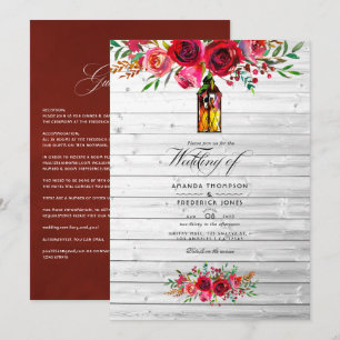 Rustikale Hochzeit in Burgund und Rosa Einladung