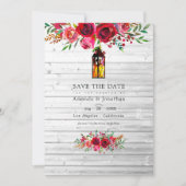 Rustikale Hochzeit in Burgund und Rosa Save The Date (Vorderseite)