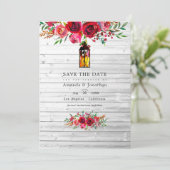 Rustikale Hochzeit in Burgund und Rosa Save The Date (Stehend Vorderseite)