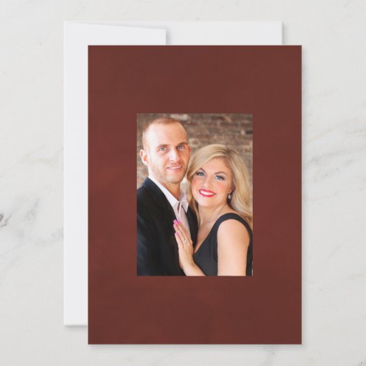 Rustikale Hochzeit in Burgund und Rosa Save The Date (Rückseite)