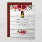 Rustikale Hochzeit in Burgund und Rosa Save The Date (Vorne/Hinten)
