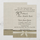 Rustikale Hochzeit in Burlap und Bows Einladung (Vorne/Hinten)
