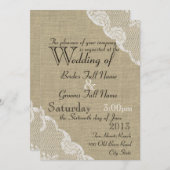 Rustikale Hochzeit in Burlap und Lace Country Einladung (Vorne/Hinten)