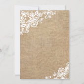 Rustikale Hochzeit in Burlap und Lace Einladung (Rückseite)