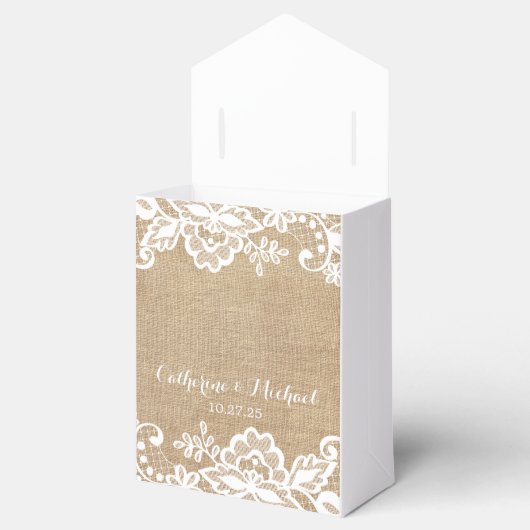 Rustikale Hochzeit in Burlap und Lace Geschenkschachtel (Geöffnet)